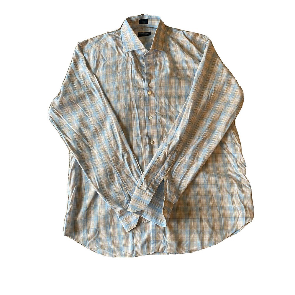peter millar long sleeve sport shirt plaid large